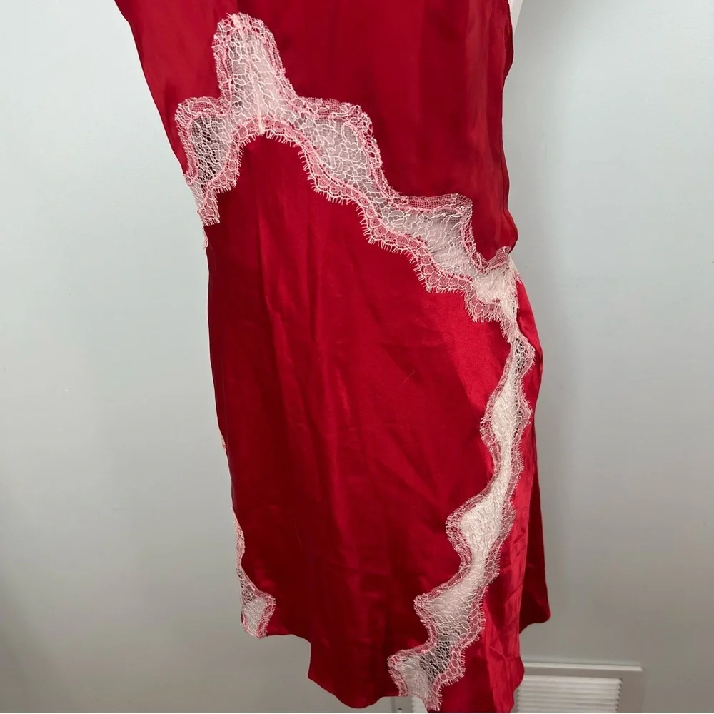 Victoria's Secret Red Satin Lace Slip Nightgown Chemise Teddy Women’s Size XL
